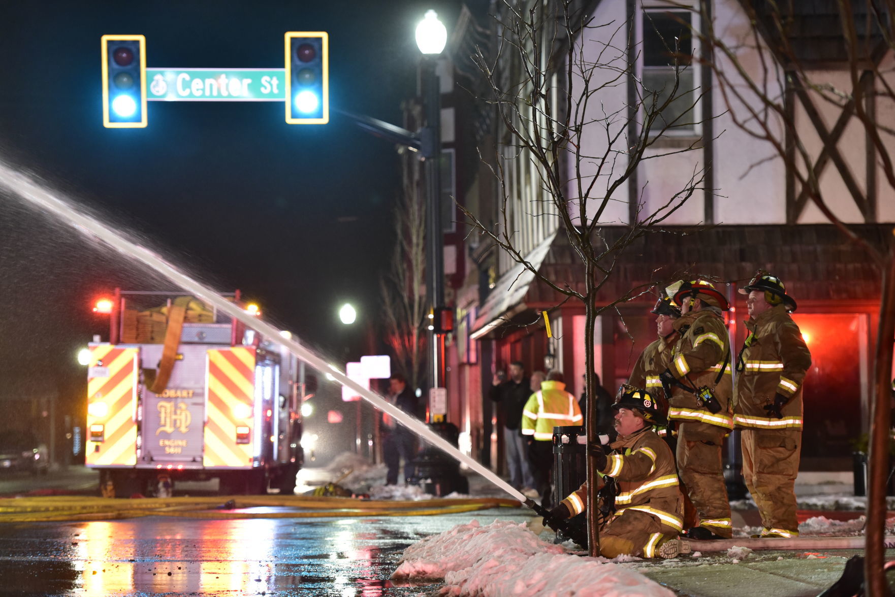 Crews battle fire at the Copper Penny
